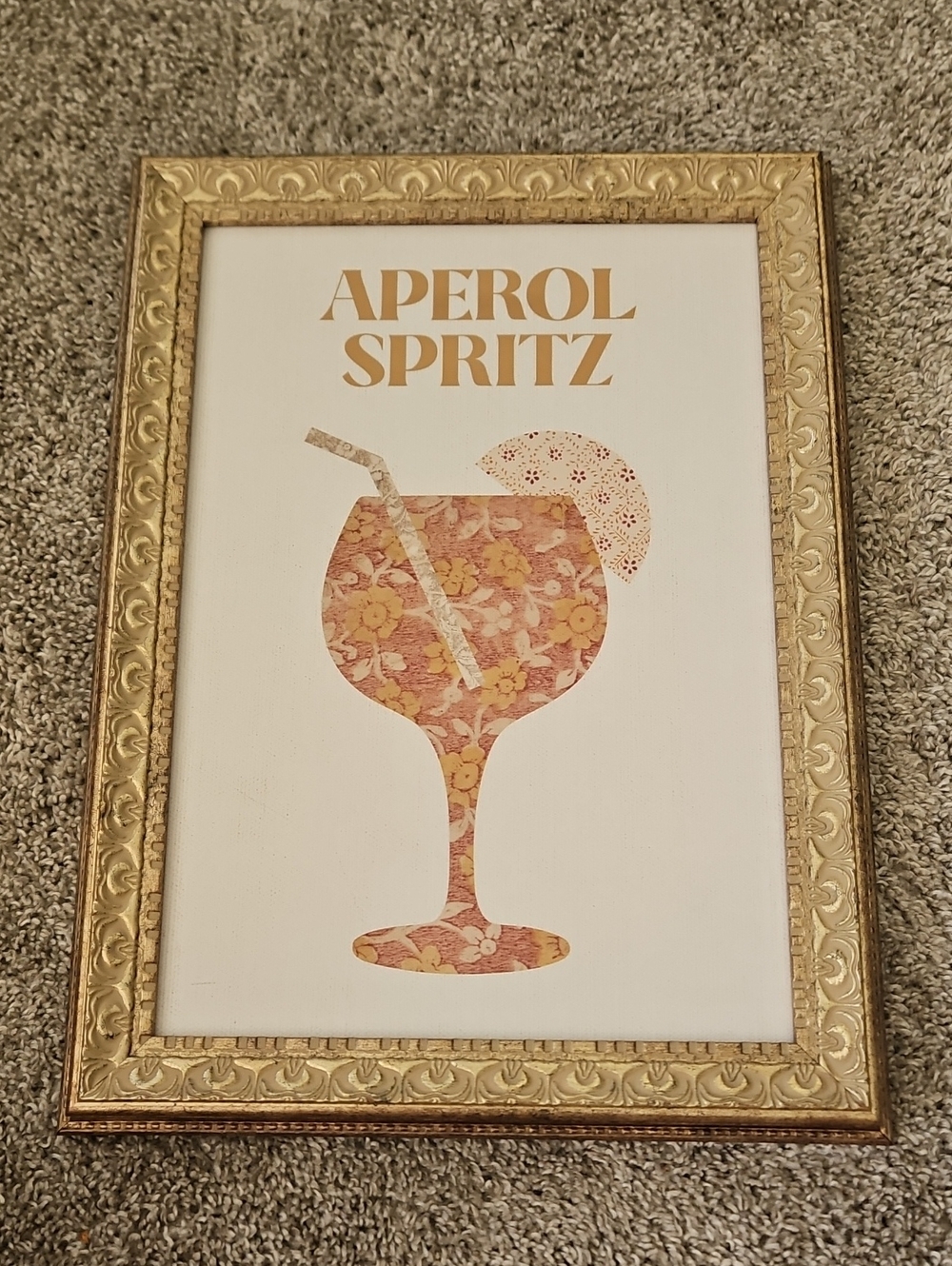 Aperol Spritz Art Bar Cart With Gold Frame Summer